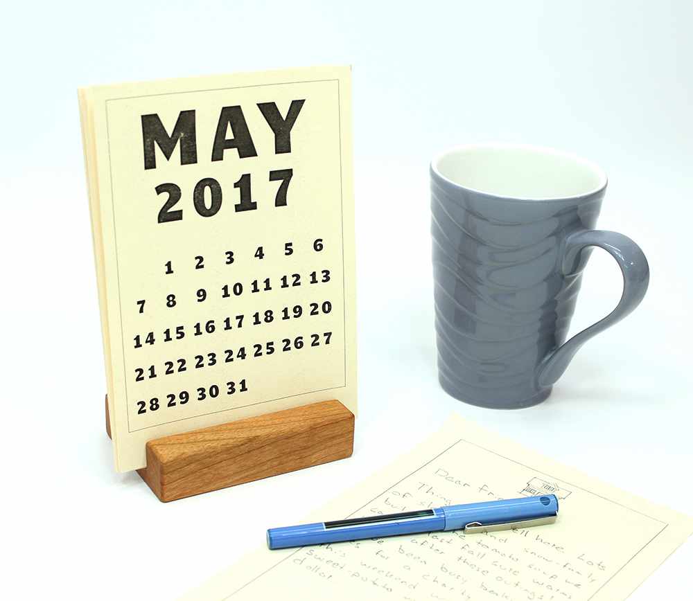 Wood Block Desk Calendar Stand Happy Bungalow